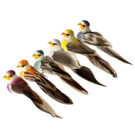 Abirdflyer 6pcs Artificial Birds, Colorful Fake Birds with Foam Realistic Feather, Lifelike Clip-on Simulation for Christmas Tree Wreath Garlands Decor Party Decorations (J-6PCS)