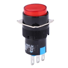 5PCS Round Button Switch, Momentary Push Button Switch LA16-11/AB6-M AC 250V 30A DC 30V 5A Round Button Switch(Red)