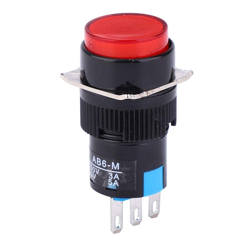 5PCS Round Button Switch, Momentary Push Button Switch LA16-11/AB6-M AC