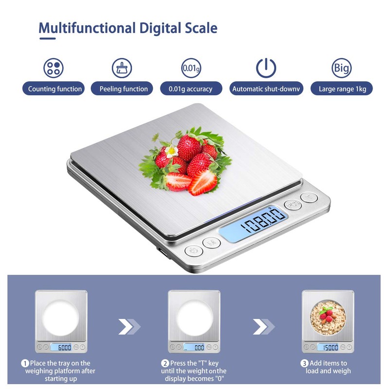 KUBEI Upgraded Large Range Small Kitchen Scale, USB Charging Mini