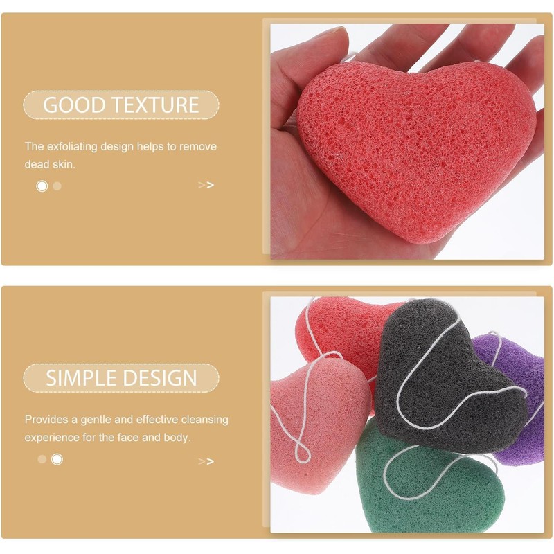 Happyyami 6 Piezas Esponjas Konjac Forma de Corazón para Limpieza