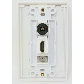 RiteAV - 1 Port HDMI 1 Coax Cable TV- F-Type 1 Toslink Wall Plate Screwless Decorative