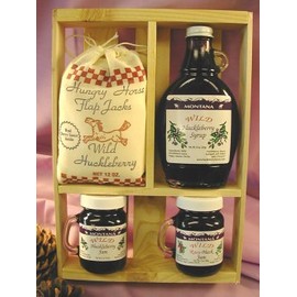 Deluxe Gift Crate: 10oz Huckleberry Syrup, 2-5oz Jams & 12oz Flap Jack Mix