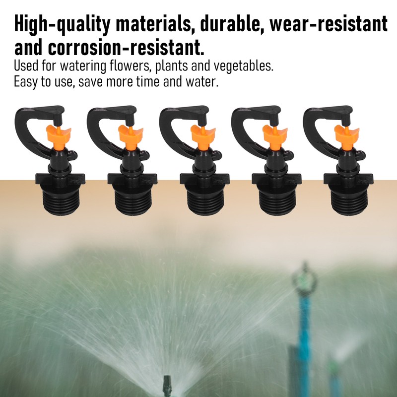 5PCS G1/2 Male Thread Rotating Sprinkler Head Misting Nozzle for