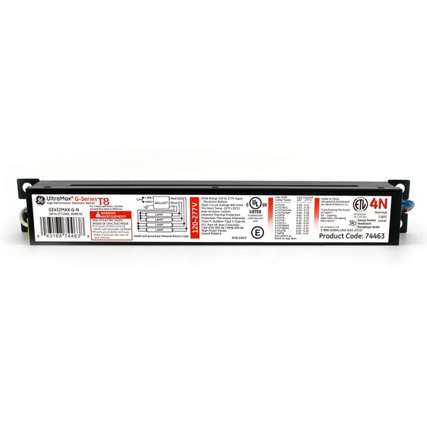 GE Lighting T8 UltraMax Proline Electronic Ballast, Residential/Commercial Use, 120-277 Volt, Instant Start, High Performance, Compatible with F32T8/WM and F17T8