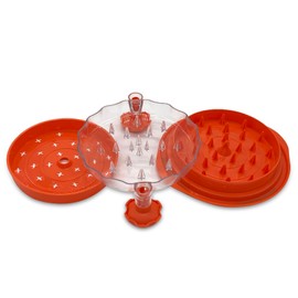 THEYESLITUP Chicken Shredder, Visible Meat Shredders Tool Twist with Separete Plate, Chicken Breast Shredder Machine, Ergonomic Handle, Anti-Slip Strip, BPA Free, Pork Beef Chicken (Lava Orange)