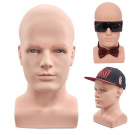 BLTYXT PVC Male Mannequin Head Professional Manikin Training Head for Display Headphone Game Console Hats Wigs Jewellery Glasses Facemask Caps Model Head (L90FuS)
