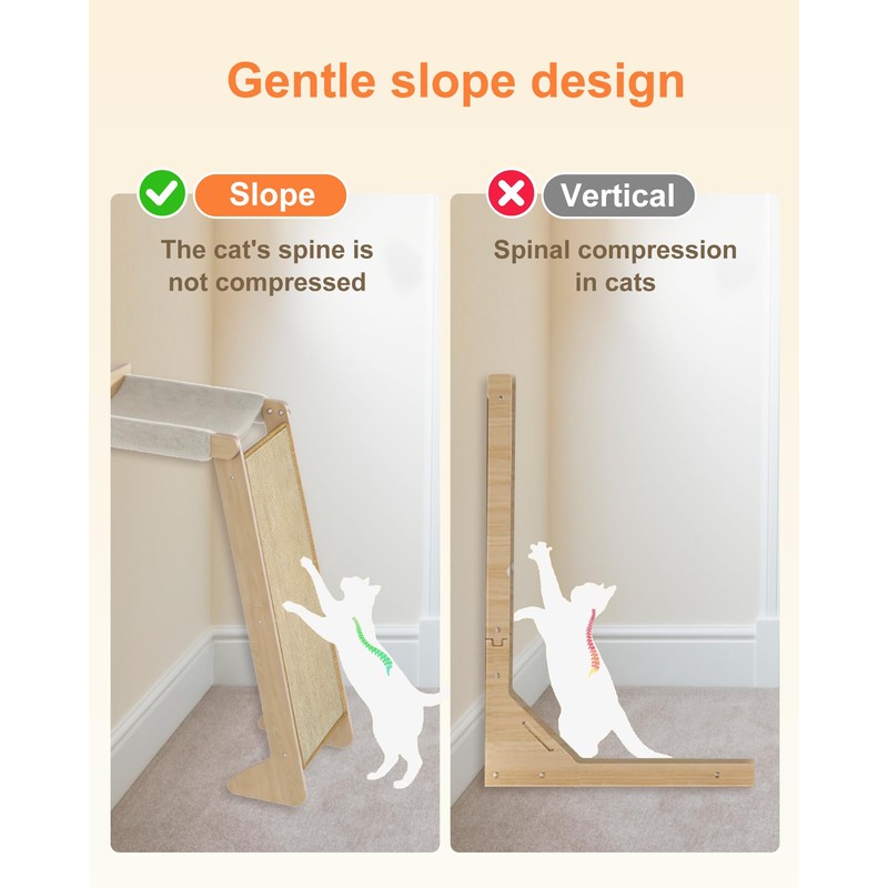 Wall Mounted Cat Scratcher with Hammock, 2-in-1 Cat Wall Furniture