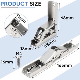 EFUTURETIME 6 x Hinges Cabinet Doors Folding Screw-On Hinge with Spring Flap Hinge Chest Hinges without Pot Hole with 24 Screws