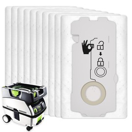 10 Pack 204308 Vacuum Bags for Festool CT Mini CT MIDI Yom 2019 onwards, Dust Collector Bags Dust Extractor Accessories Vacuum Replacement Filter Bags