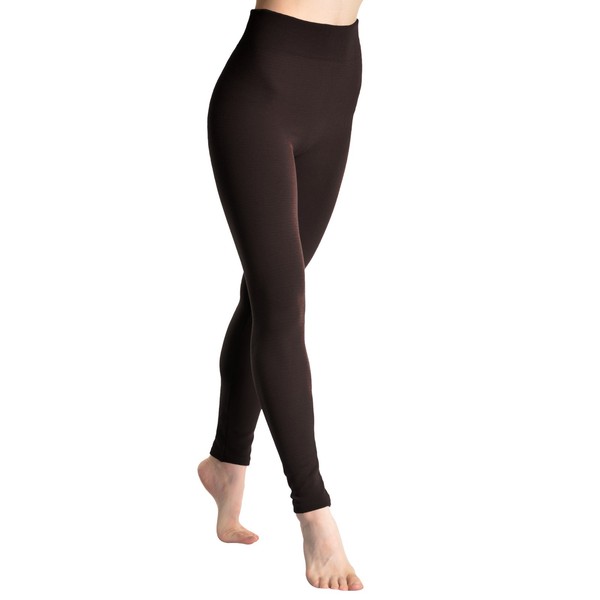 Angelina Fleece Lined Leggings, #022, Dark Brown, One Size
