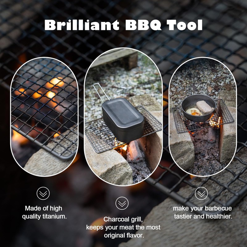 Boundless Voyage Grill Grate, Camp BBQ Roasting Grill Ultralight Titanium