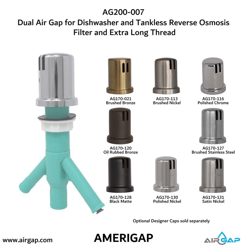 Dual Air Gap for Dishwasher and Tankless Reverse Osmosis Filter