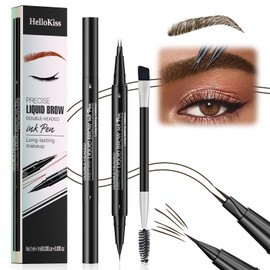 Waterproof Microblading Eyebrow Pen - 2 in 1 Double Ended Magic Precise Eyebrow Pen Microblade Effect Eyebrow Pencil Brow Contouring Pen with 2 Micro Fork Tip (#04)
