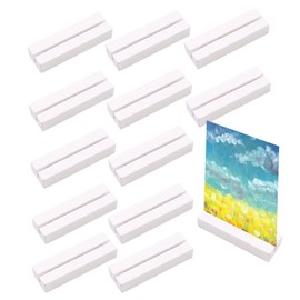 RNXSIB Pack of 12 Wooden Card Holders, Place Card Holder, White Menu Card Holder, Table for Photos, Wooden Base for Place Cards for Restaurants, Weddings, Banquets and Parties, Photo Stand