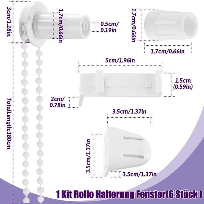 Lunriwis Roller Blind Holder Window, 17 mm Double Roller Blind