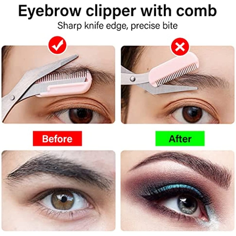 GRAYSPCE Eyebrow Trimmer Scissors, with Comb Professional Eyebrow Comb Scissors
