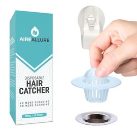 Aire Allure 25 Pack Hair Catchers for Bathroom Sink or Bathtub - White Disposable Cleaning - Size: Small