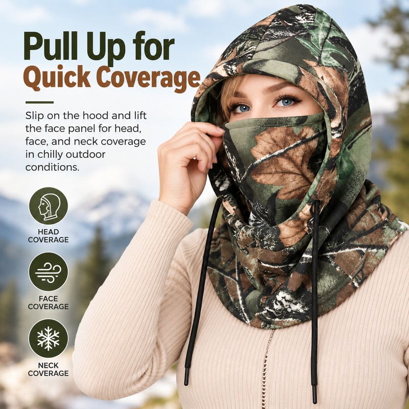 Fleece Balaclava for Winter Outdoor Use – Unisex Polyester Face