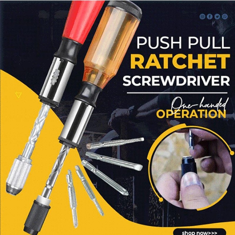 Gazaar Push Pull Ratchet Screwdriver, Adjustment Spiral Ratchet Screwdriver, Semi
