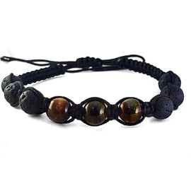 Tiger Eye Bracelet Lava Rock Stone Bracelet, Adjustable Tiger Eye Bracelet, Lava Bracelet Gifts for Men Women