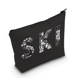 POFULL Winter Sport Gift Skiing Cosmetic Bag for Ski Lover Snow Skiing Gift (SKI Black Bag CA)