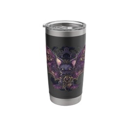 Steampunk Vampire Bat with fangs, wings and gears Gothic art Stainless Steel Insulated Tumbler