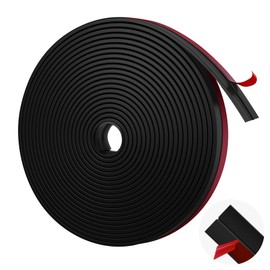 MYFAMIREA Door Weather Stripping 1IN (W) x 20FT (L) Silicone Door Seal Strip Draft Stopper Side Seal Self Adhesive Shower Door Sweep Insulation Tape Bottom Seal for Sliding Door Window Gap, Black