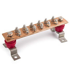 GOUNENGNAIL-Wall Mounted Copper Ground Bar Kit .25" x 2" x 10" Bus Bar 5/16'' x 12 Terminal Positions