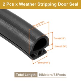 PATIKIL Window Weather Stripping Door Seal, 5/16" Wide Bulb Bubble TPE Weatherstrip Seal for 1/4" Slot Door Frame Window (10 M/33 Ft, Black)
