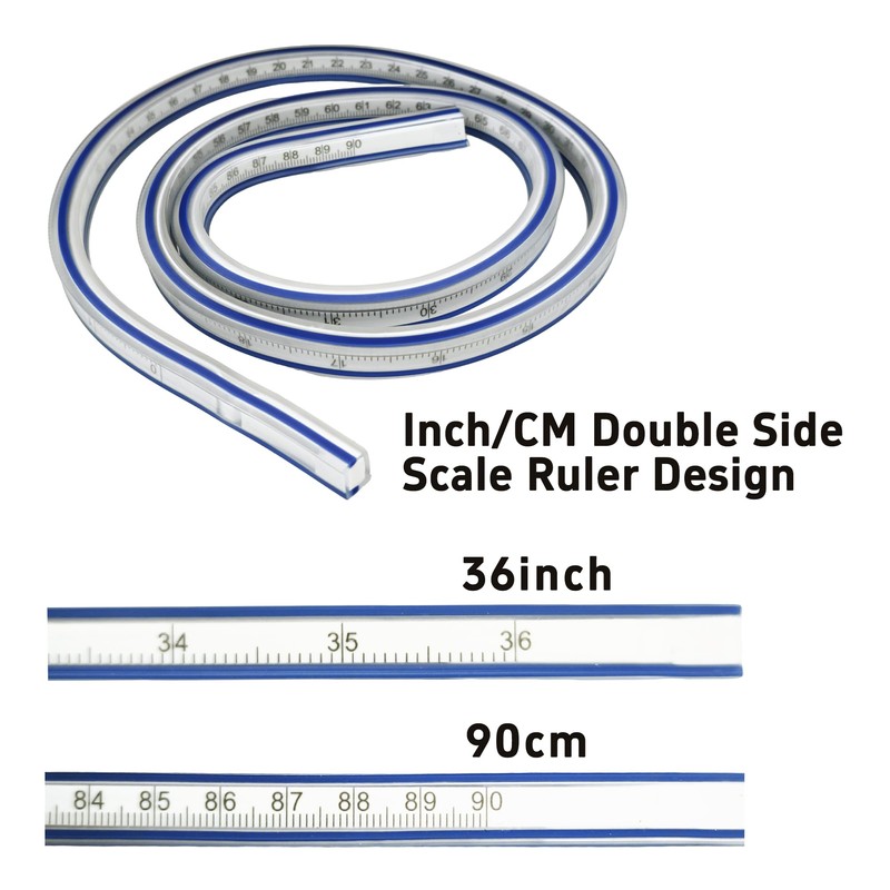 AUXBC 36 Inch Flexible Curve Ruler Graduated Rulers with Inking