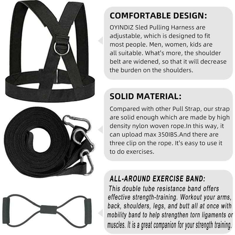 Sled Harness Tire Pulling Harness Fitness Resistance Training Workout -Adjustable