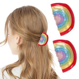 2 Pcs Colorful Rainbow Hair Clips, Cute Pride Claw Clips,Rainbow Hair Clips Hair Accessories for Women for Part School Pride Day Parade(2.4In)