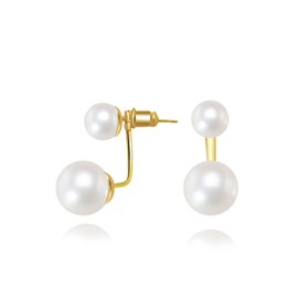 Surrounded Forest Pearl Ball Earrings Double Ball Jacket Earrings for Women Front Back 2 in1 Pearl Stud Earrings