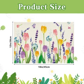 Set of 4 Flowers Butterfly Spring Place Mats Washable 30 x 45 cm, Fabric Place Mats Table Mats Seasonal Summer Kitchen Table Decoration Indoor Holiday Party Decor (B)