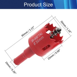 Hegebeck Bi-Metal Hole Saw Kit 1.18" Hole Saw Set HSS Hole Cutter with 0.98" Cutting Depth for Metal Iron Wood PVC Board 1Pcs