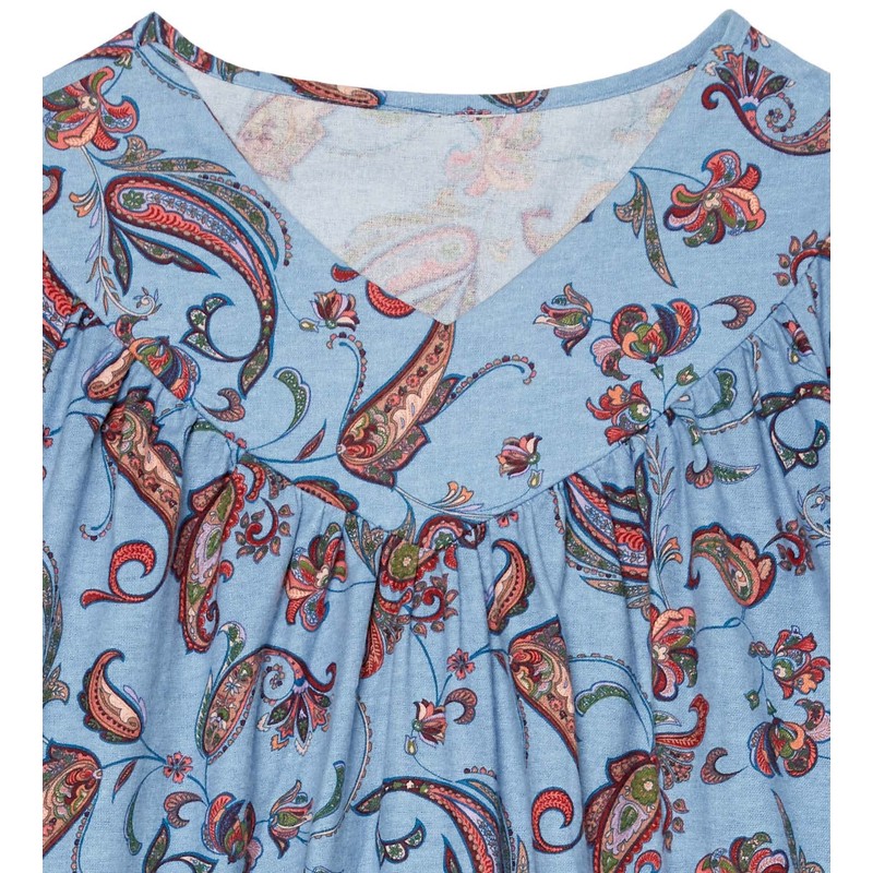 AmeriMark Vestido de noche largo de franela con estampado floral