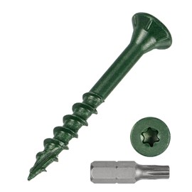 METALLIXITY Deck Screws (#8x1-1/2) 200Pcs, Carbon Steel Wood Screw Decking Screws with T25 Torx Drive Head - for Wood Fence, Table, Chairs, Green