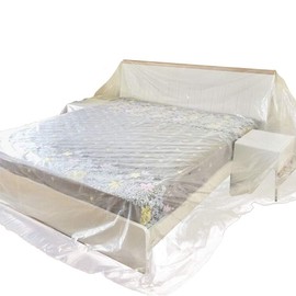 1 Pack Plastic Bed Cover Extra Large, Heavy Duty Waterproof Dustproof PEVA Sofa Storage Covers Plastic Furniture Protector Couch Cover for Moving Protection and Long Term Storage