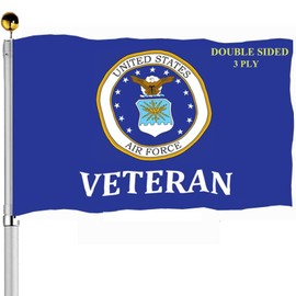 Air Force Emblem Veteran Flags 3x5 Outdoor Double Sided- Military Flag 3 Ply Heavy Duty with 2 Brass Grommets for Outside Outdoor