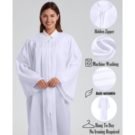 Grad HAGO 5 Pcs Unisex Matte Choir Robe for Church baptism robes for water baptism,Graduation Gown Judge Pastor Robes