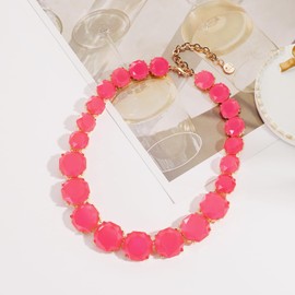 Firstmeet - Collar de resina clásico con diamantes de imitación exquisitamente cortado, elegante collar de vidrio para mujer, Resina, Sin piedra preciosa