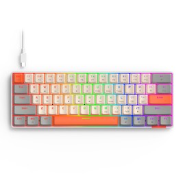 BASEKAMP EVO Compact 61 Mechanical Gaming Keyboard - Rainbow Lighting Effect - Retro Style