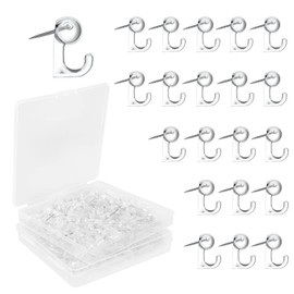 100 Pcs Push Pin Hooks Plastic Heads Pin Tacks Wall Decorative Thumb Tacks Hook for Cork Bulletin Board Map Photos Calendar Home Office School Supplies - Transparent
