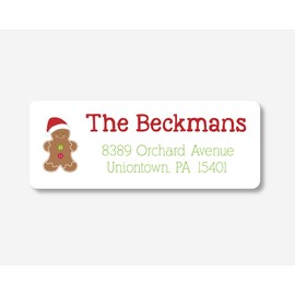 60ct - Christmas Return Address Labels, Gingerbread Return Address Stickers, Holiday Address Stickers (#581-WH)