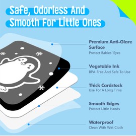 20 PCS Baby Visual Stimulus Cards, Double-Sided High Contrast Black and White Flashcards Visual Sensory Development Montessori Cards Set for Newborn Boy Girl Baby 0-3 Months Tummy Time (5.9” X 5.9”)