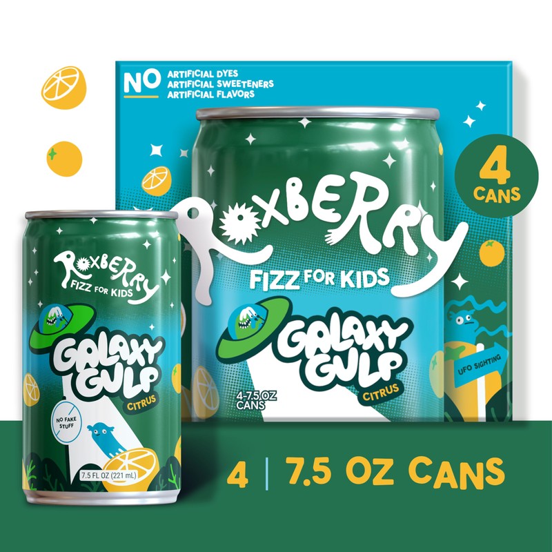 Roxberry Fruit & Veggie Fizz for Kids, Sparkling Juice, 7.5oz,