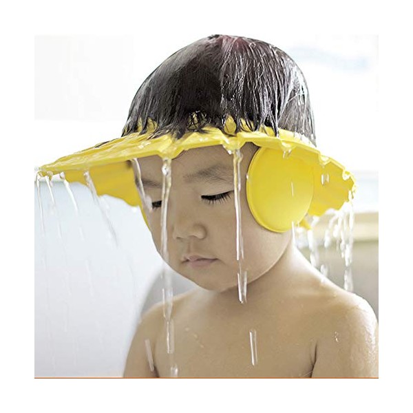 bopely 1 x Baby Shower Cap Shampoo Bading Protector Washing Hair Shield Adjustable Hat Ear Protection for Children Children Children Random Colour