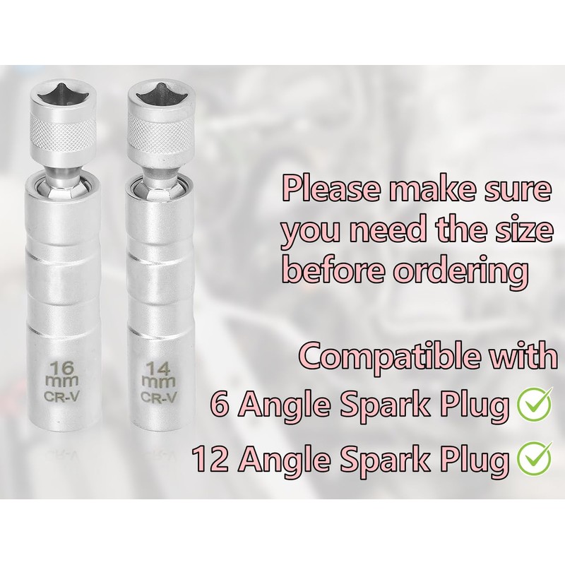 KAPSING Spark Plug Wrench Set, 14 mm/16 mm, Universal Magnet,