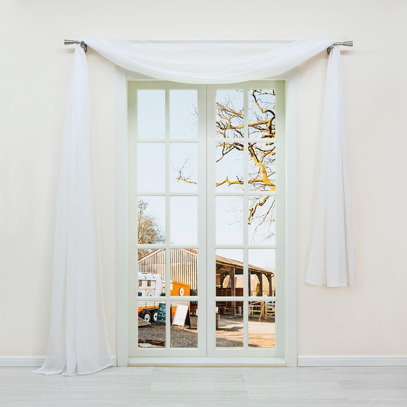 Plain Colour Voile Freehand Bow Scarves Decorative Curtains